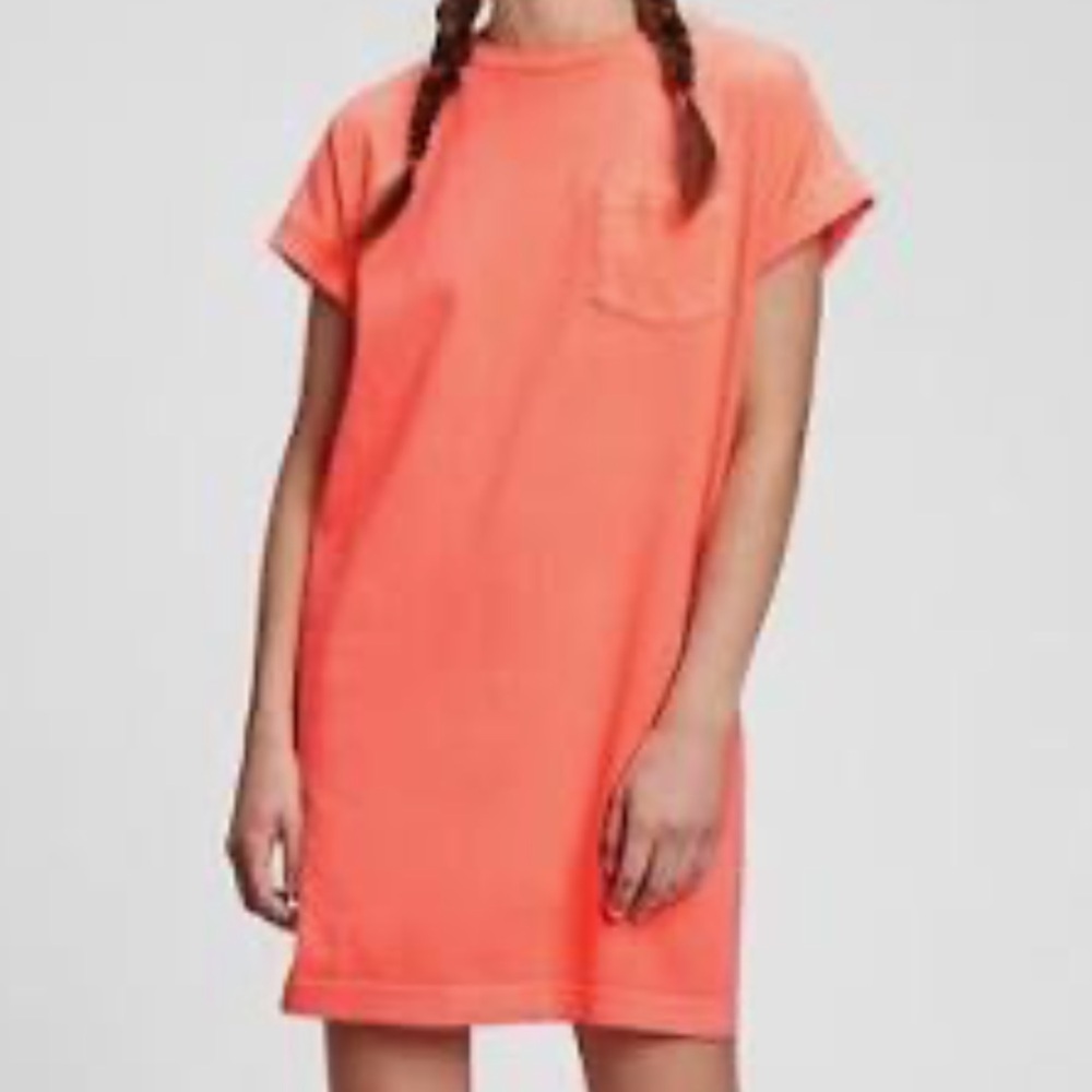 Gap Coral Short Sleeve Pocket Slub Knit Dress